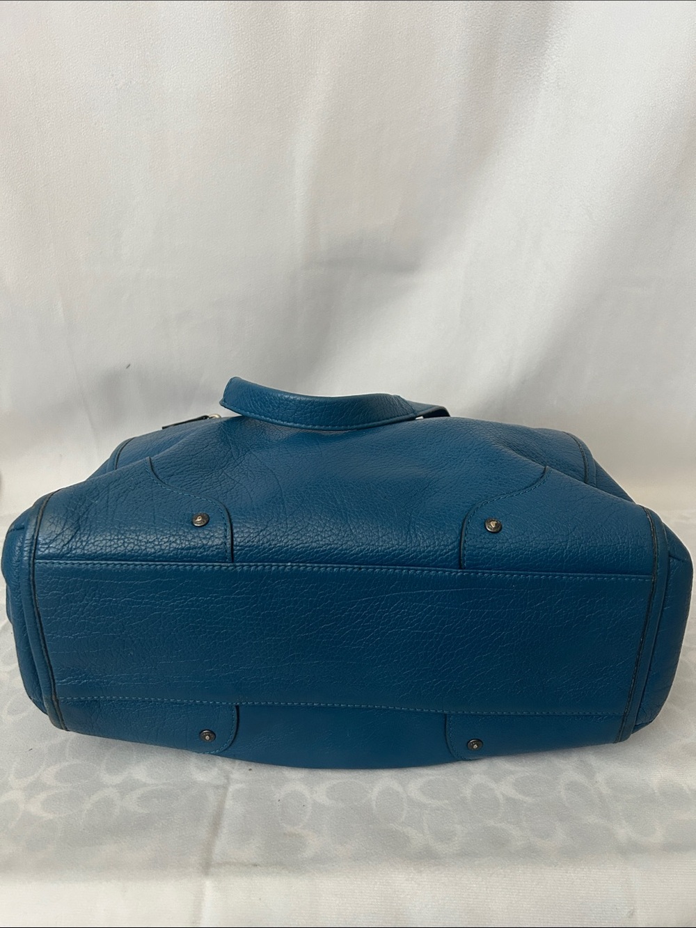 Coach Deep Blue Large Mickie Grain Leather Handbag Tote Purse 🌸🌸 - Picture 5 of 16